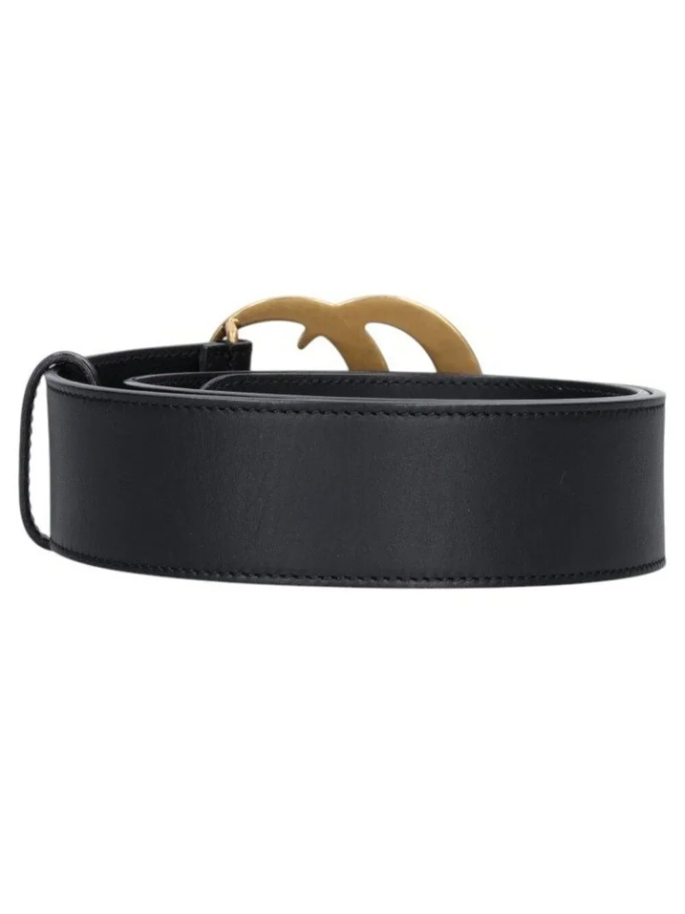 Gucci GG Emblem Logo Buckle Leather Belt